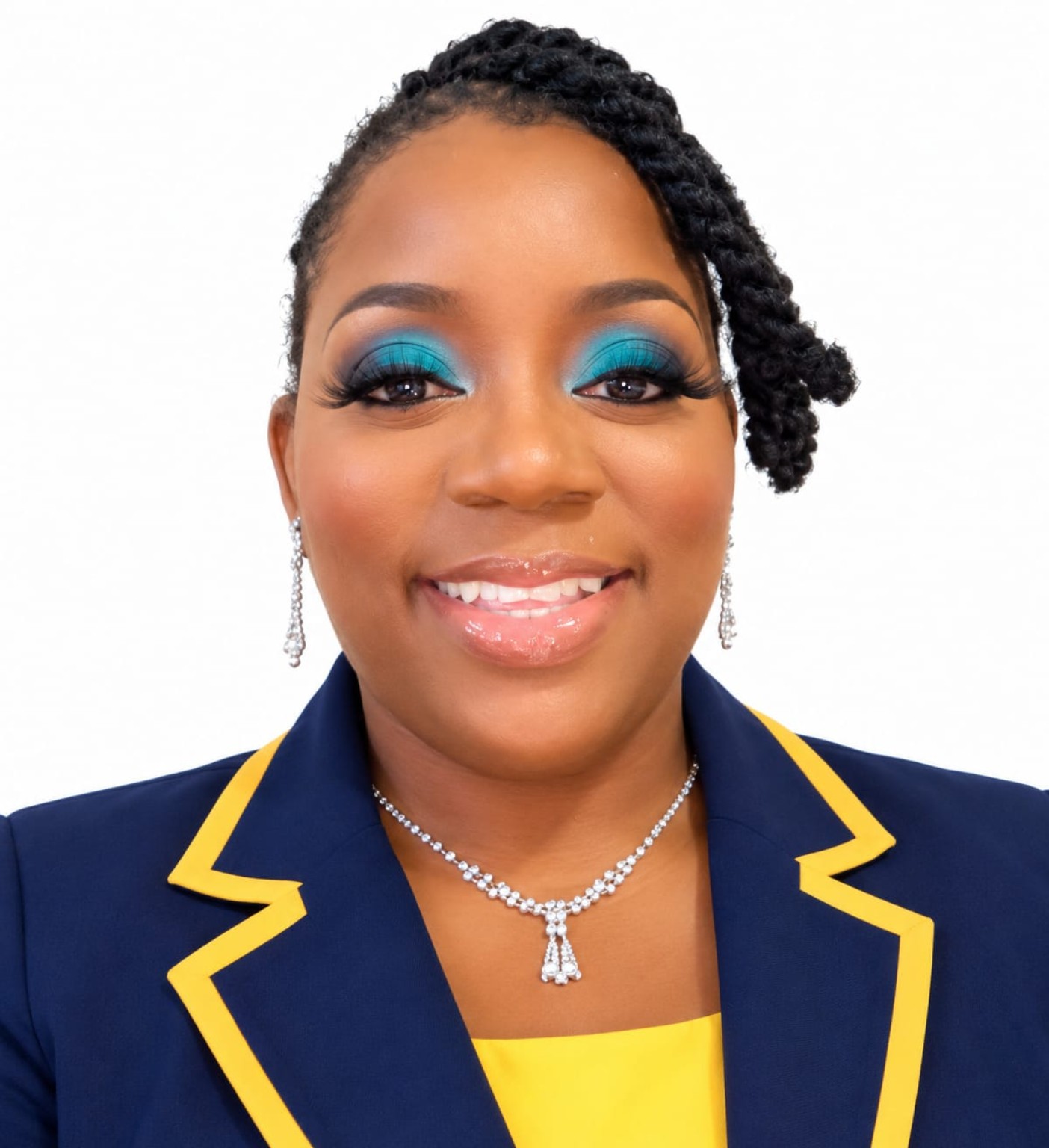Royalty’s Head of Primary Department wearing a navy and yellow jacket.